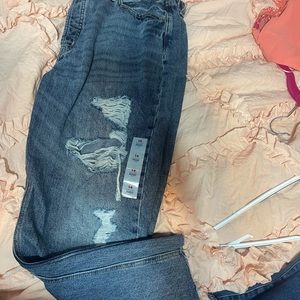Old navy slouchy straight high rise cropped jeans